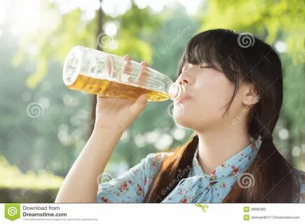 Asian Girl Drinking Beverage Stock Photo Image Of People Person.