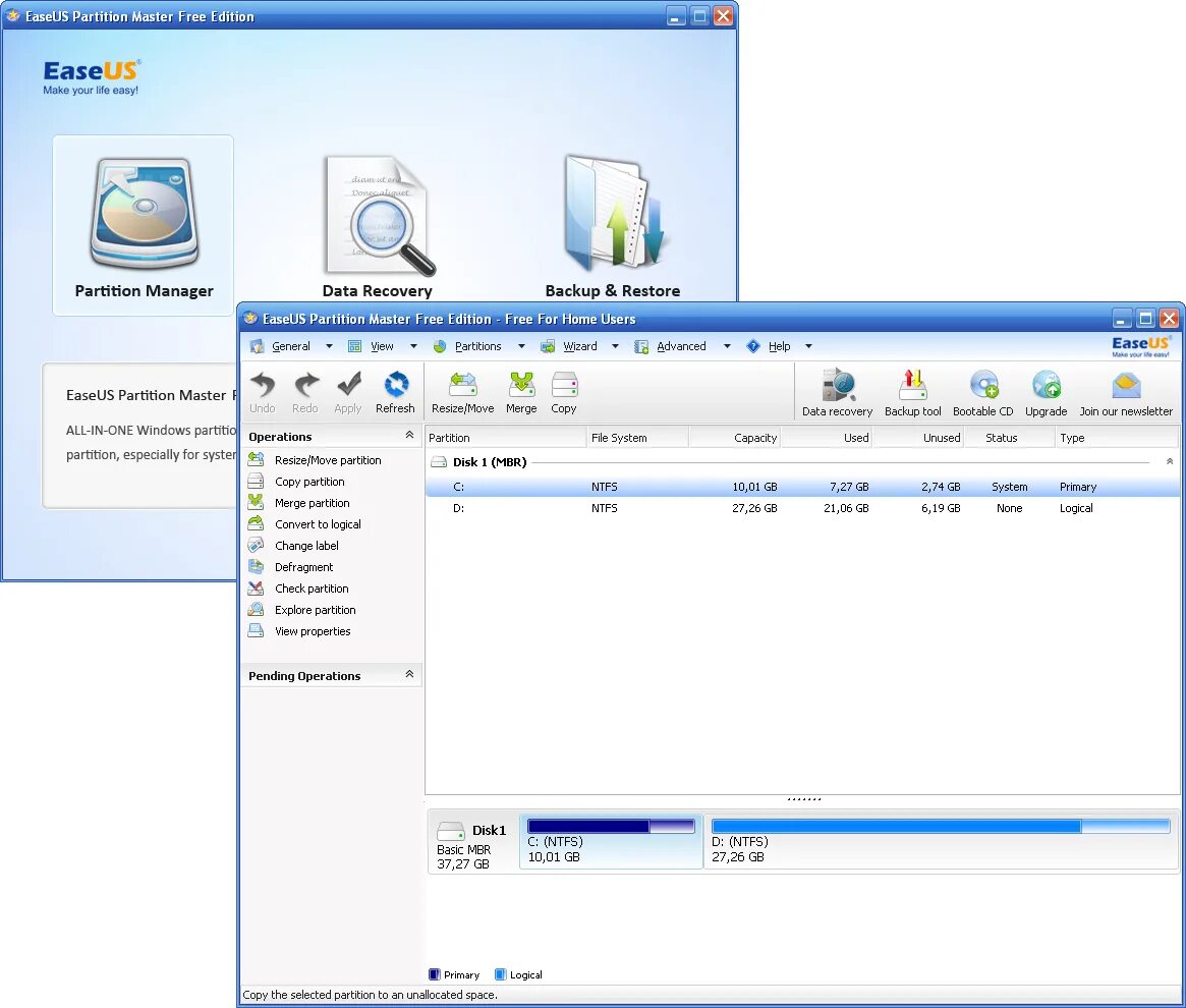 EASEUS Partition Master 5.8.1 Home Edition. EASEUS Partition Tool. Easy master