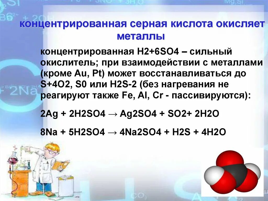 Соединения с концентрированной серной кислотой