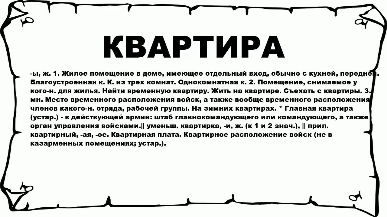 Текст квартира краюшкиных отвечала. Происхождение слова квартира. откуда произошло слово квартира. этимология слова квартира. значение слова квартира.