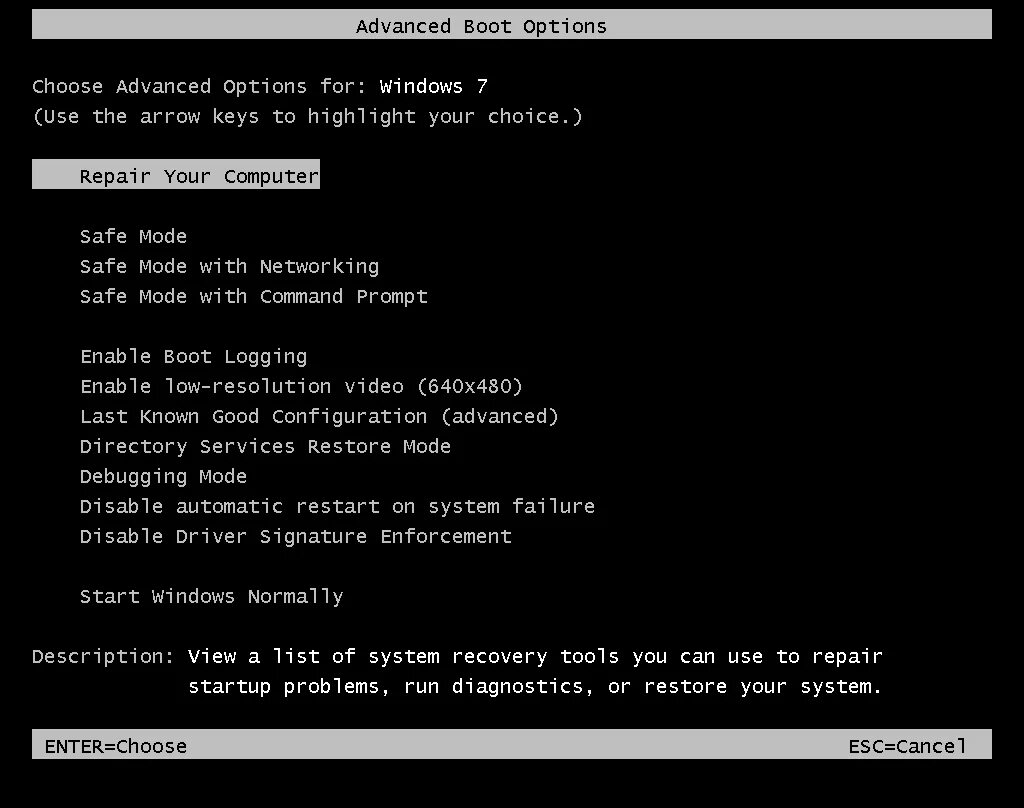 Recovery option. Advanced boot options. загрузочное меню windows 7. меню загрузки виндовс. загрузочное меню windows xp.