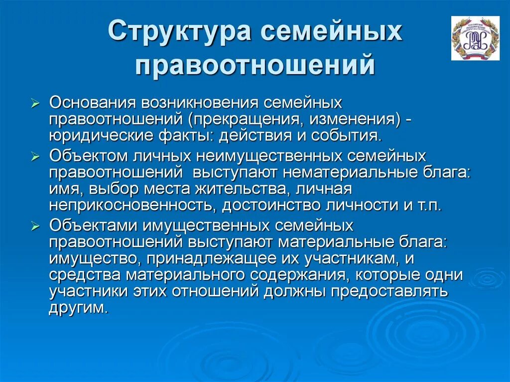 Прекращение семейных правоотношений основания