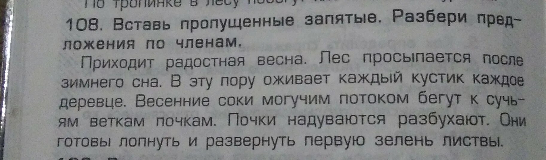 Выделенные слова это 4 класс. Вставь пропущенные запятые. Лес просыпается после зимнего сна.