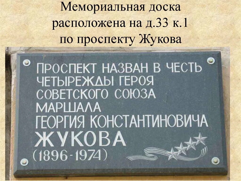 Памятная доска в честь