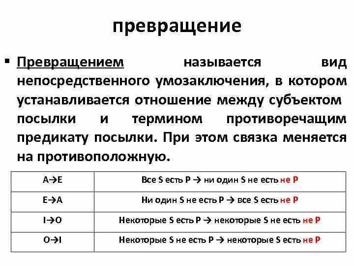 Способы преобразования суждений. Обращение и превращение в логике. Превращение умозаключений. Непосредственные умозаключения превращение. Умозаключения обращение превращение противопоставление предикату.