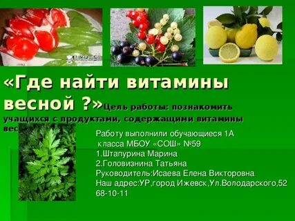 Витамины весной название
