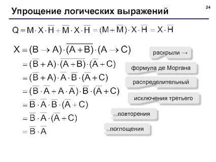 Упростите логические формулы информатика