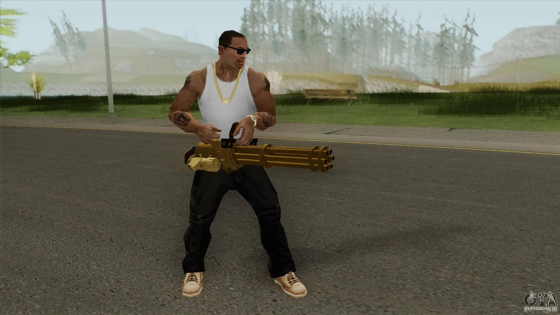 Gta gold. Золотой Миниган в GTA San Andreas. Золотое оружие Миниган. Золотой Миниган в ГТА 5. Миниган в ГТА Сан андреас.