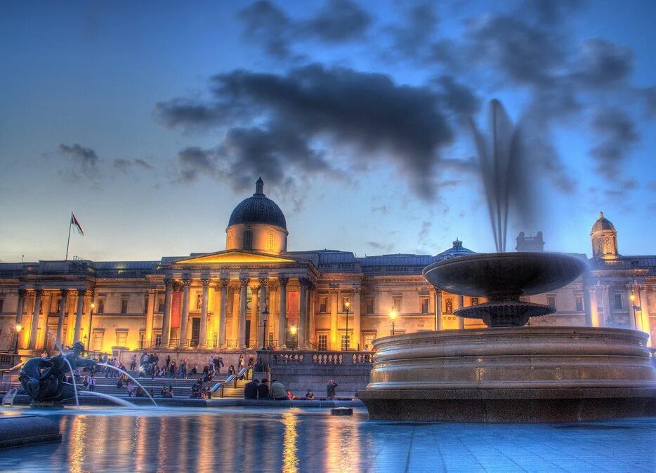 лондонская национальная галерея достопримечательности лондона. British square. вестминстерский дворец лондон. великобритания ночной лондон биг-бен. British square.