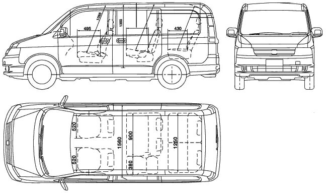 Размер honda stepwgn. Honda Stepwgn rf2 размер салона. Honda Stepwgn, 2010 габариты. Хонда Степвагон габариты. Honda Stepwgn 2014 габариты.