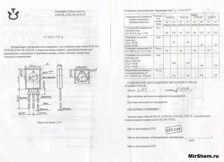 КТ815 Этикетка.