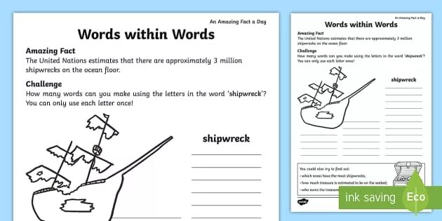 Words within words. Within Word. Shipwrecked задание на английском. Learning about Shipwrecks ответы.