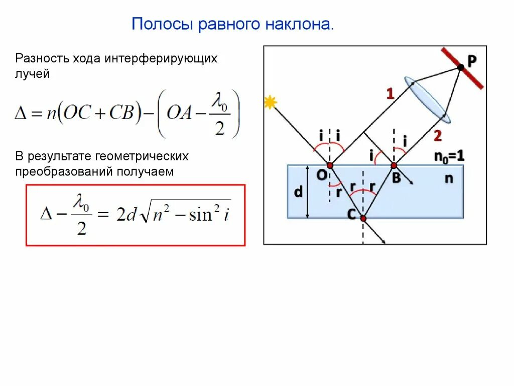 Разности хода световых лучей. Разность хода интерферирующих лучей. Оптическая разность хода интерферирующих отраженных лучей равна…. Ход лучей, оптическую разность хода.. Оптическая разность хода лучей формула.