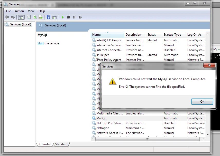 Mysql не запускается. Служба mysql. the system cannot find the file specified. запустить сервер mysql на windows. запуск sql от локальной системы.