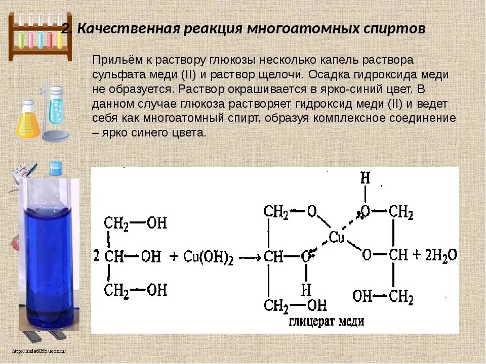 Глицерин реагент. Качественная реакция на обнаружение Глюкозы.