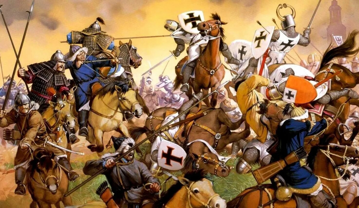 Битва при Легнице 1241. Битва при Легнице, 1241 картина. Битва при Хаттине 1187. Битва татаро монголов с рыцарями.