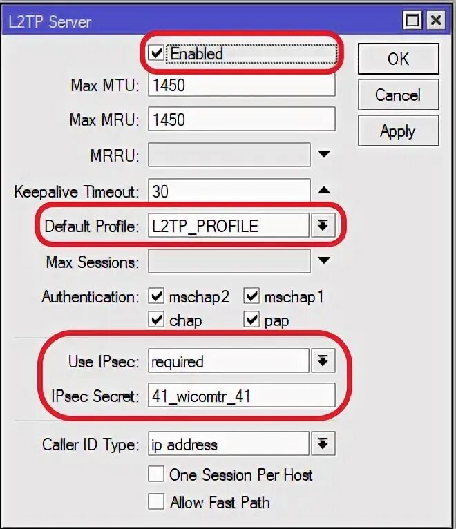 Mikrotik vpn l2tp