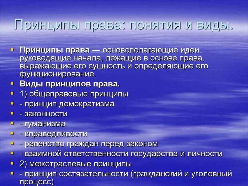 Какие общеправовые принципы. Принципы право понятие и виды.