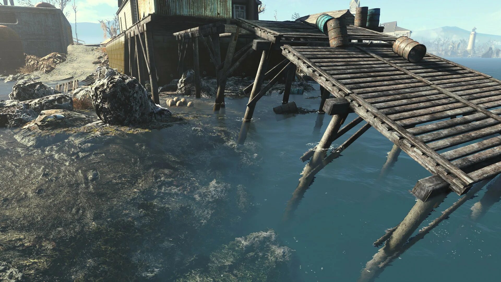 Fallout 4 резервуар. Fallout 4 water. fallout 3 water. fallout 4 новый мост санчкори. fallout 4 мод water world.