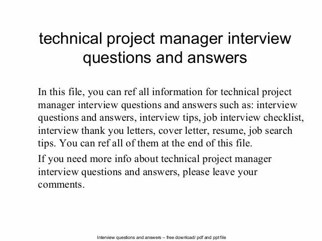 Interview answers. Project manager. answers to correspondents.