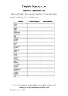 Degrees of comparison of adjectives test