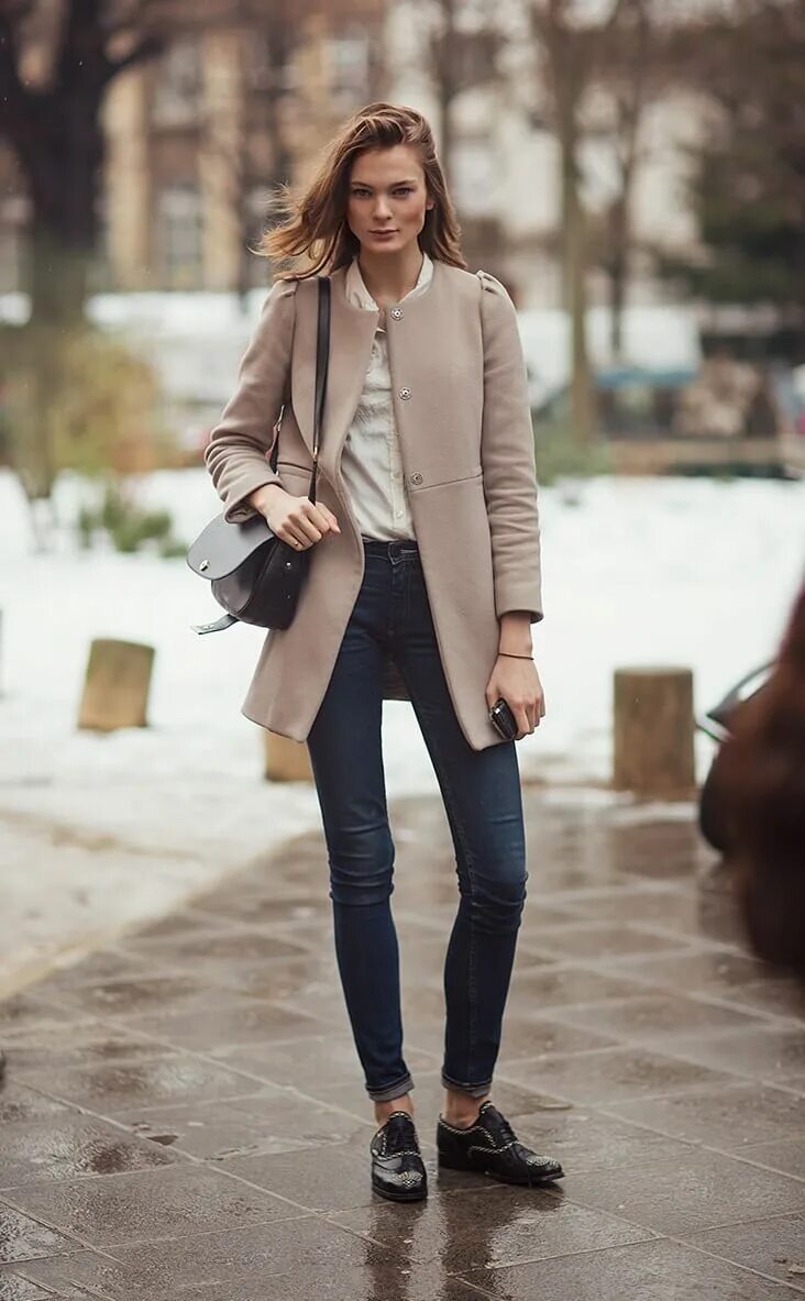 Короткое пальто женское с чем носить