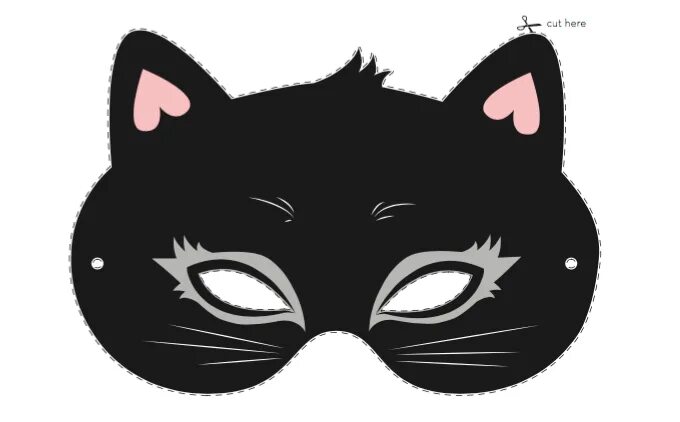 Маска кота. Маска кошки для детей. Карнавальная маска кота. Маска черного кота.