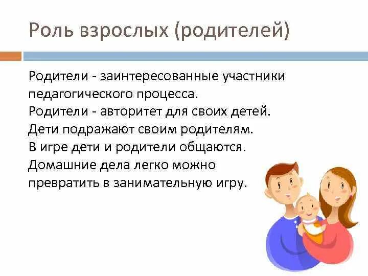 И их родителям в процессе. Роль взрослого. ребенок подражает родителям.