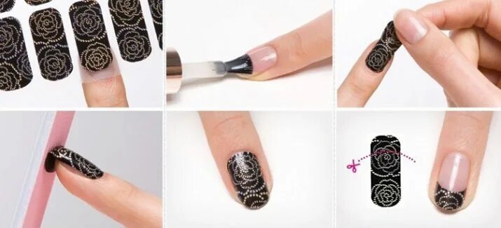 клеем слайдеры на ногти. слайдер на ногтях пошагово. клеем слайдеры на ногти. маникюр с наклейками в домашних. схема нанесения слайдера.