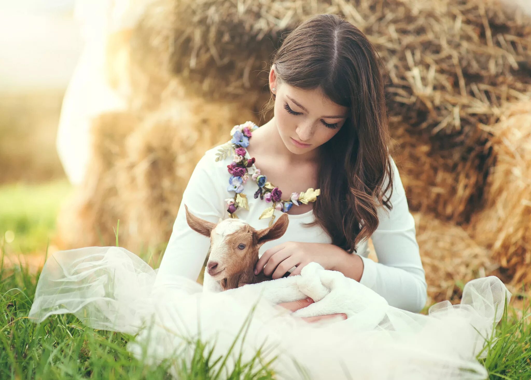 Woman with animals. Фотосессия с животными. Фотосессия с ягненком. Козочка девушка.