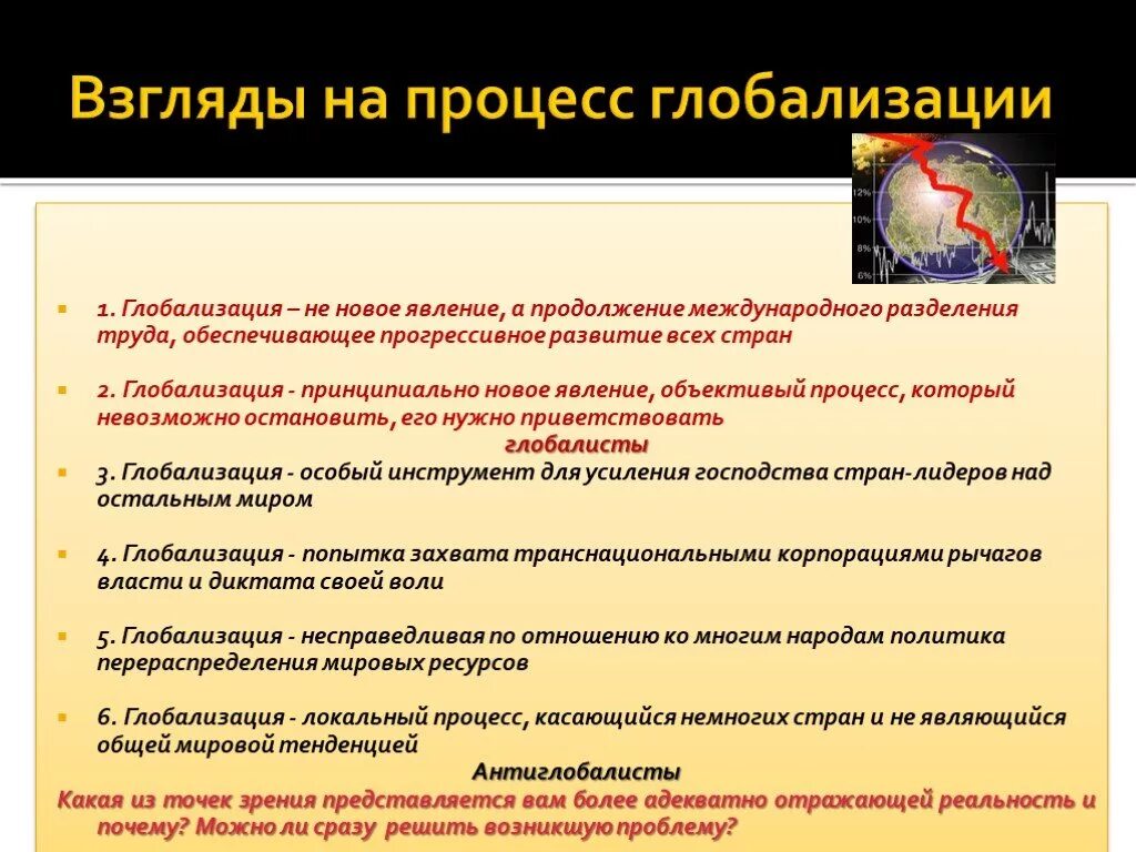 Глобализация международного разделения труда. Взгляды на процесс глобализации. Глобализация Разделение труда. Принципы глобализации. Явления глобализации.