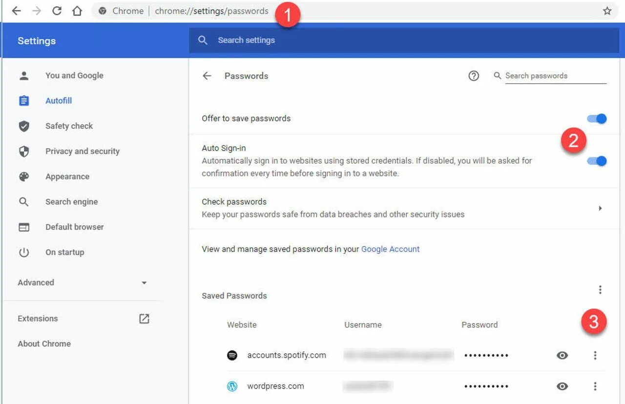 Browser setting password. Redmi show saved passwords.
