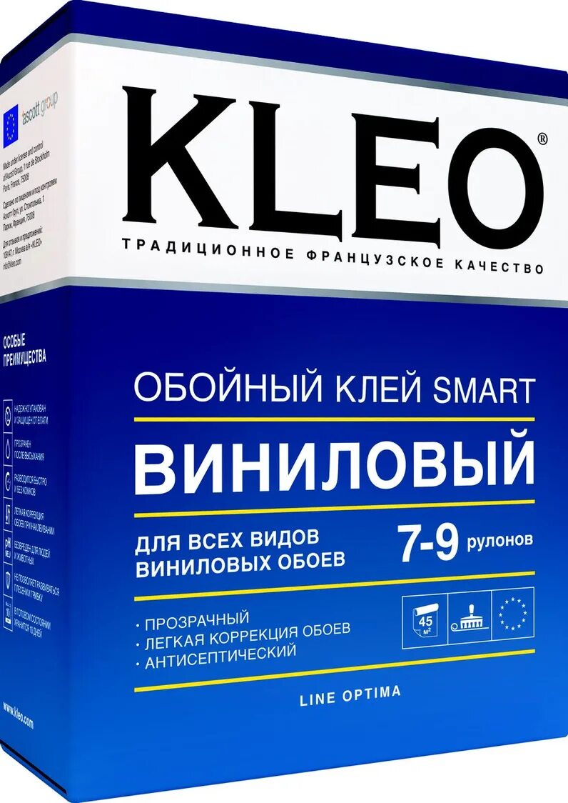 Сколько пачек клея для обоев. Клей обойный Kleo. Обойный клей Клео для флизелиновых. Клей для флизелиновых обоев Kleo, 50 м². Клей виниловый Kleo.