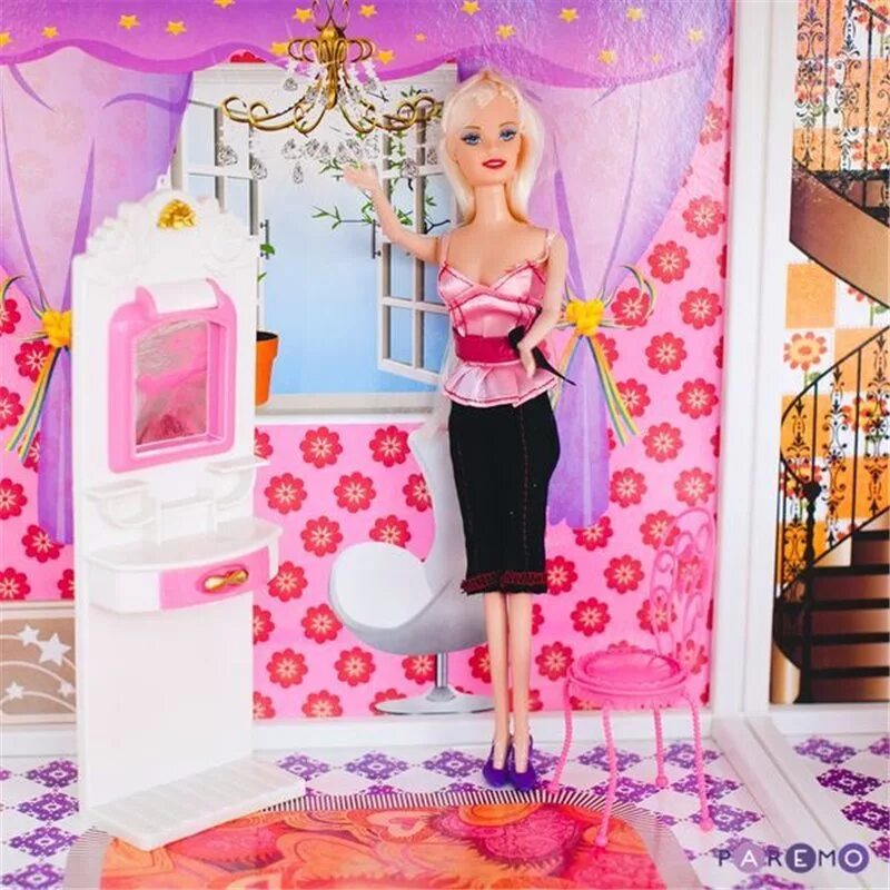 дом 3 кукол. кукла барби дрим хаус. 6992 три этажа с террасой. домик для кукол пластиковый. домик для кукол lc3372-3.