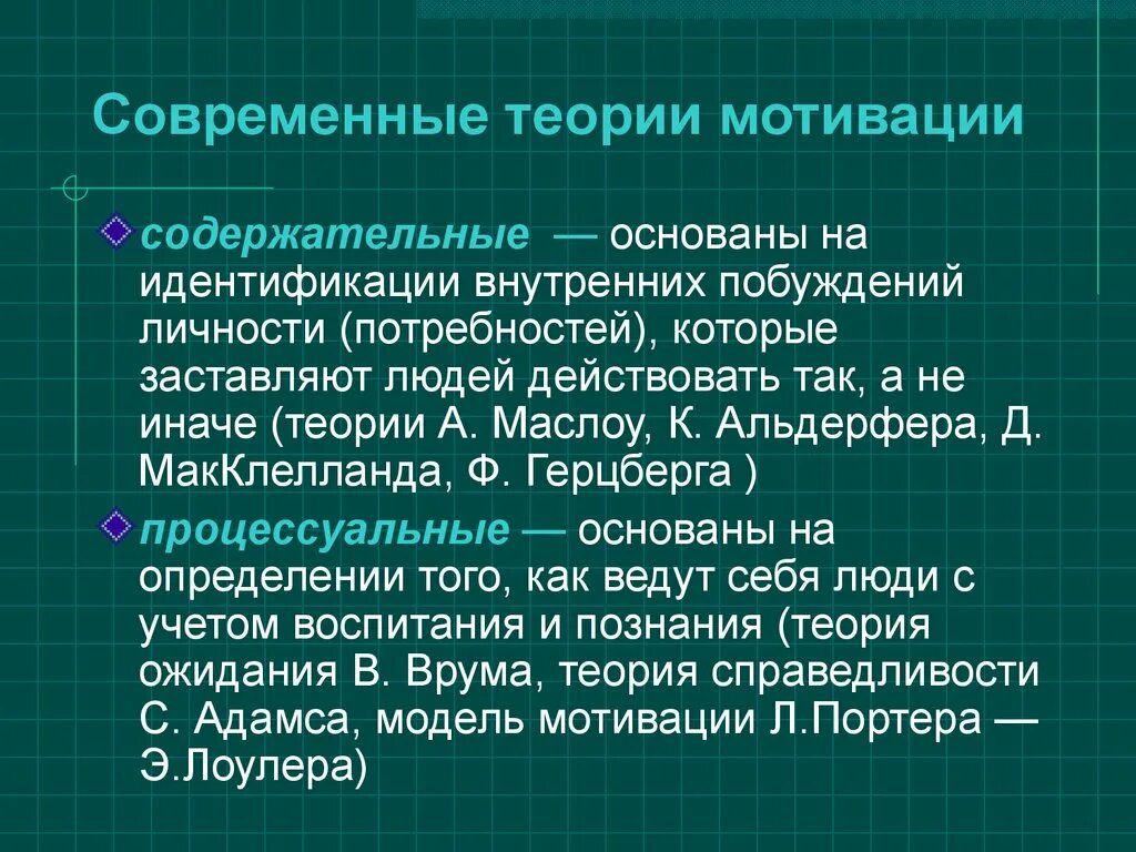 Теории мотивации личности. Современные теории мотивации содержательные и процессуальные. Содержательные и процессуальные теории. Современные теории мотивации в менеджменте. Современные теории мотивации процессуальные.