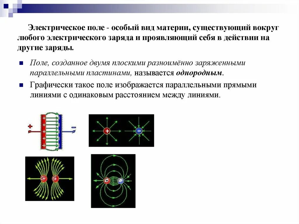 Вокруг каких зарядов существует электрическое поле тест. Виды электрических полей. Электрическое поле это особый вид материи. Вид материи существующий вокруг любого заряда. Электрическое поле Электротехника.