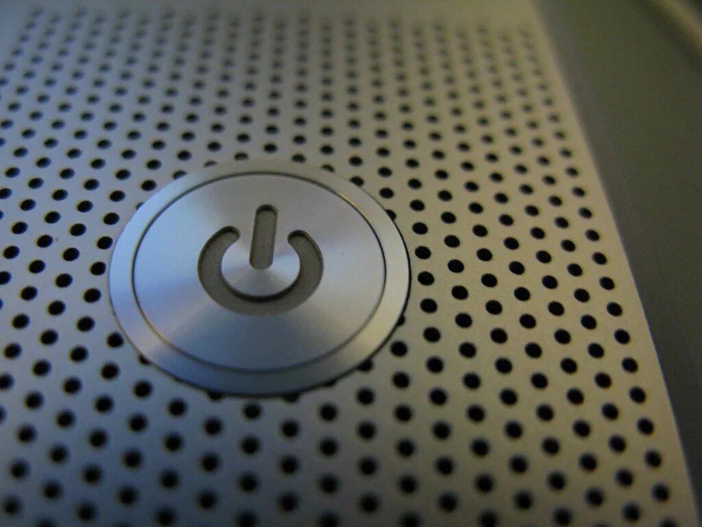 Press power button to shutdown. Power button pressing.