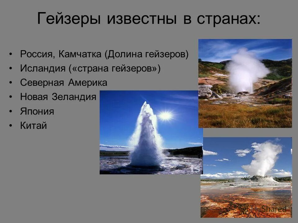 В какой стране не встречаются гейзерные. Гейзеры презентация. Презентация по географии гейзеры. Гейзеры 5 класс география. Самый известный Гейзер.