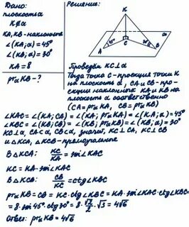 Из точки вне плоскости проведены две наклонные