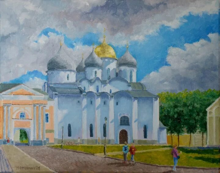 Великий новгород в живописи. Картина великий новгород. Евфимиевская часозвоня. Великий новгород в живописи. Часозвоня новгородского кремля.