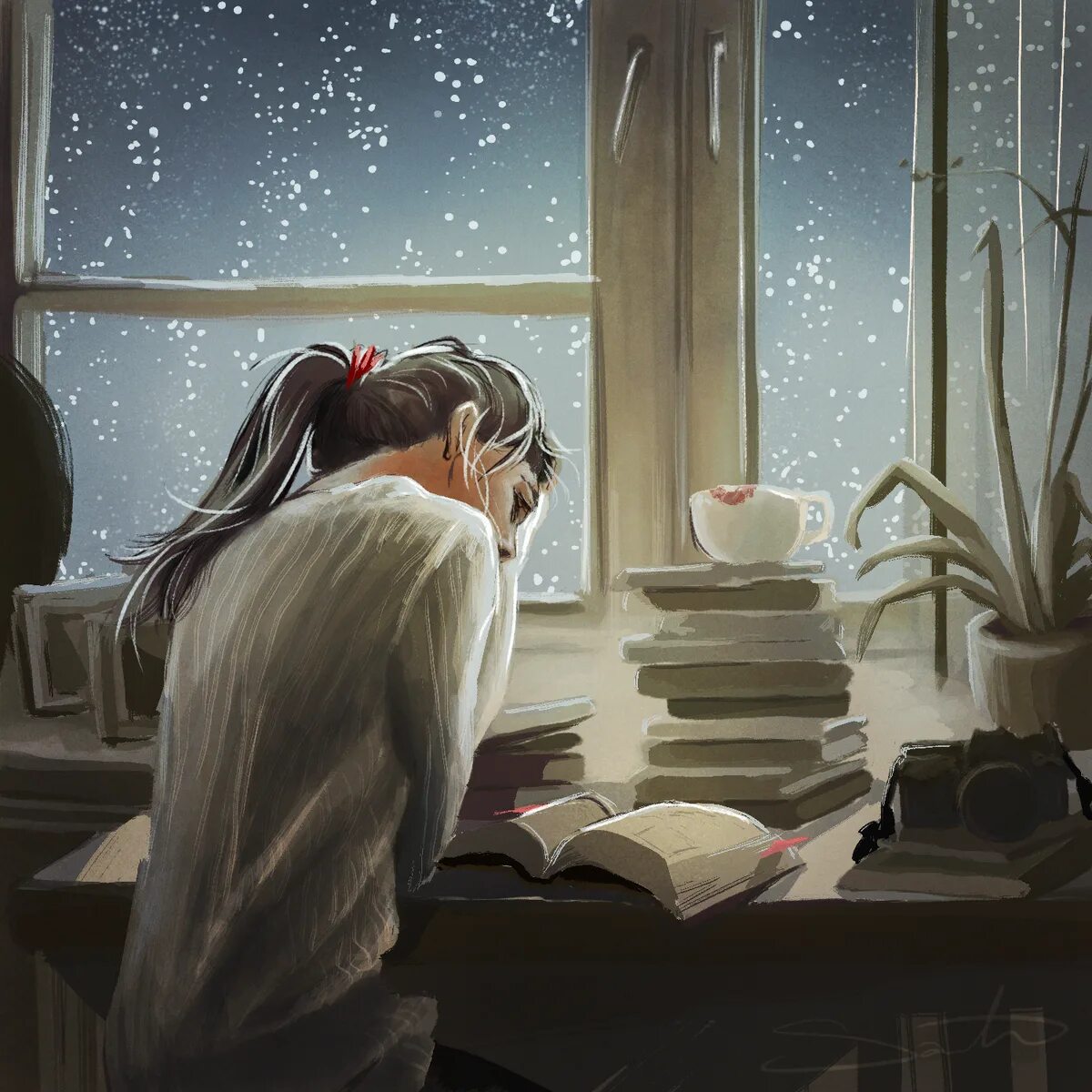 Читатель холодный. Уютные иллюстрации. Девушка с книгой. Чтение в одиночестве. Уютное чтение.