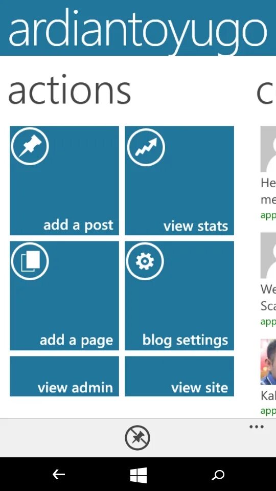 Wordpress windows. Windows phone store.