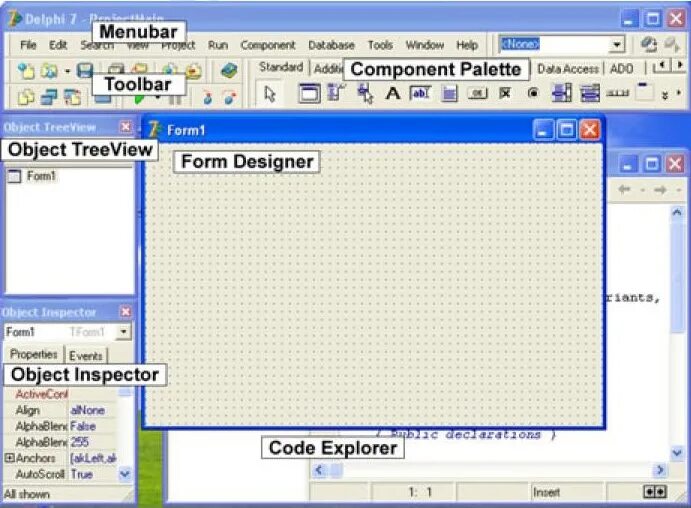 Delphi ide. Борланд делфи 7. дизайнер форм delphi. делфи toolbar. borland delphi 7 интерфейс.