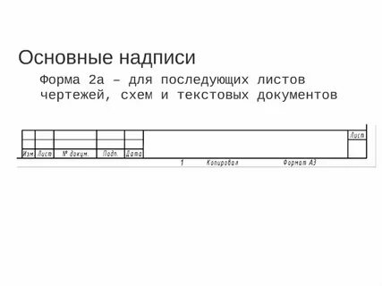 Основная надпись на чертеже форма 1