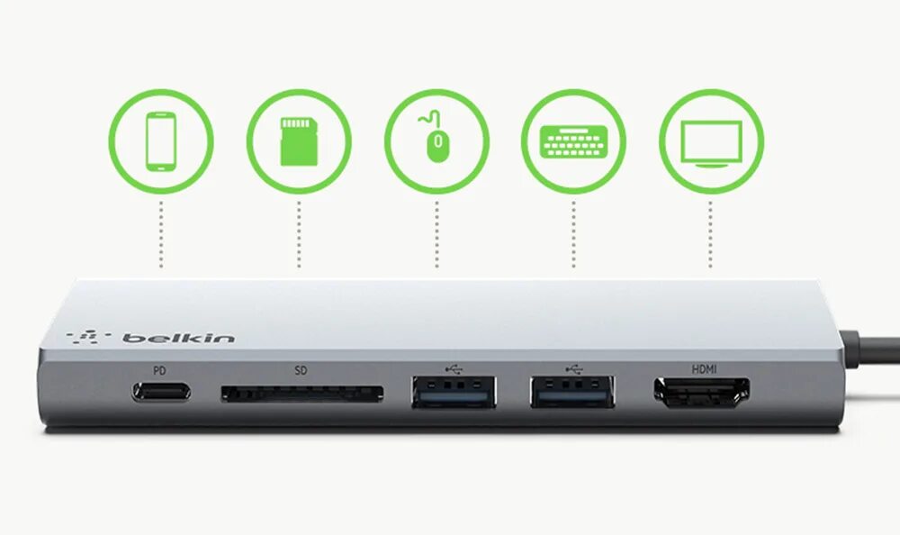Usb c док. Belkin usb-c multimedia hub. belkin f4u092btsgy. usb type c hub belkin. usb-хаб belkin f4u092btsgy.