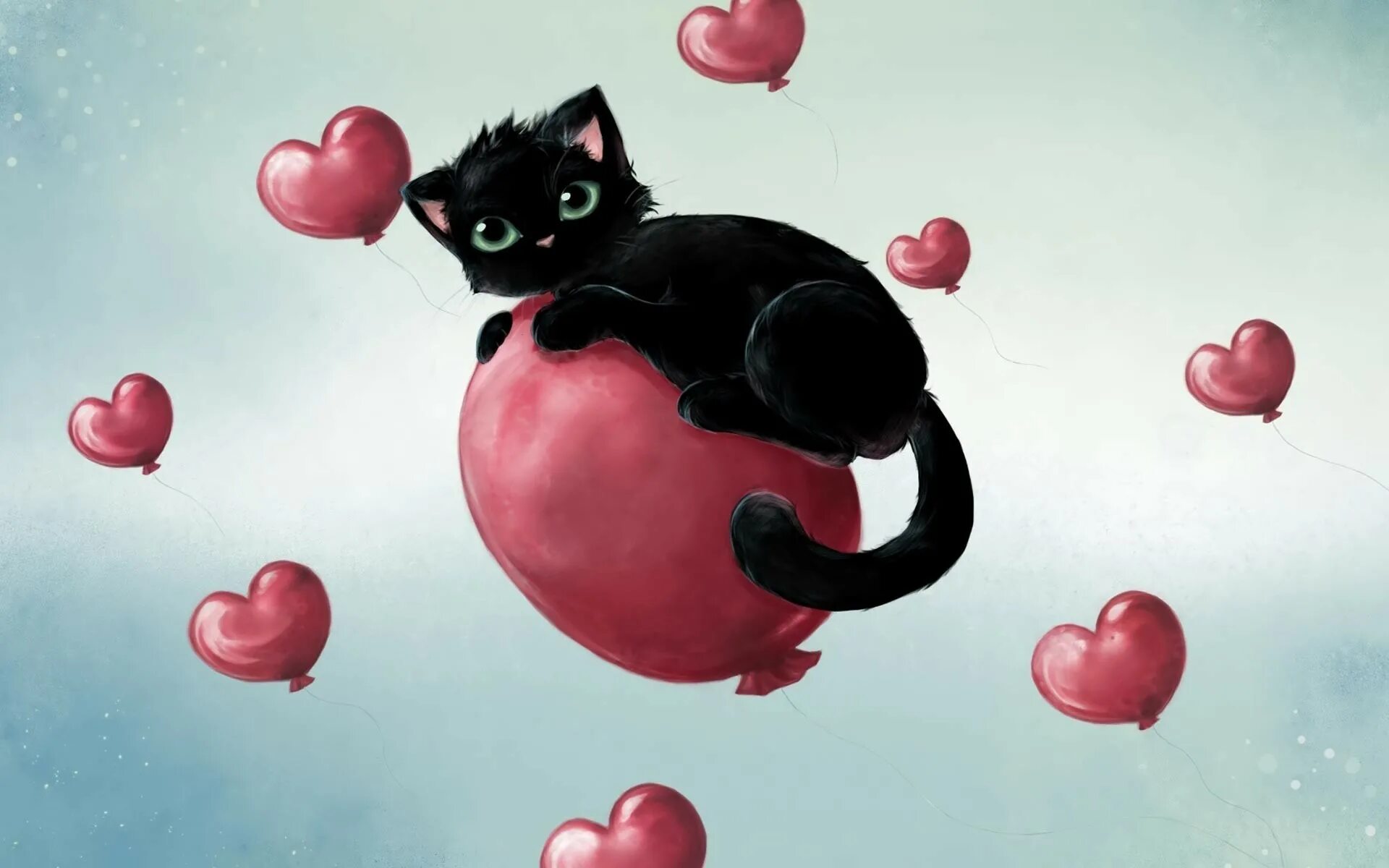 Рихардс Донскис Чеширский кот. Котик с сердечком. Кошка арт. Рисунки на рабочий стол.