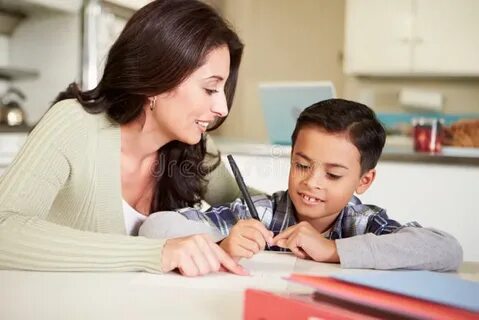 Mom helping son