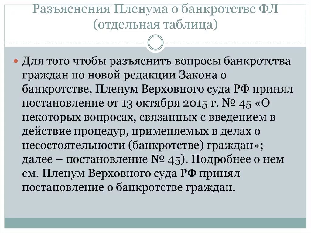 Что разъясняет пленум верховного суда. Разъяснение Пленума Верховного суда РФ. Постановление о банкротстве. Разъяснения Верховного суда. Пленум банкротство гражданина.