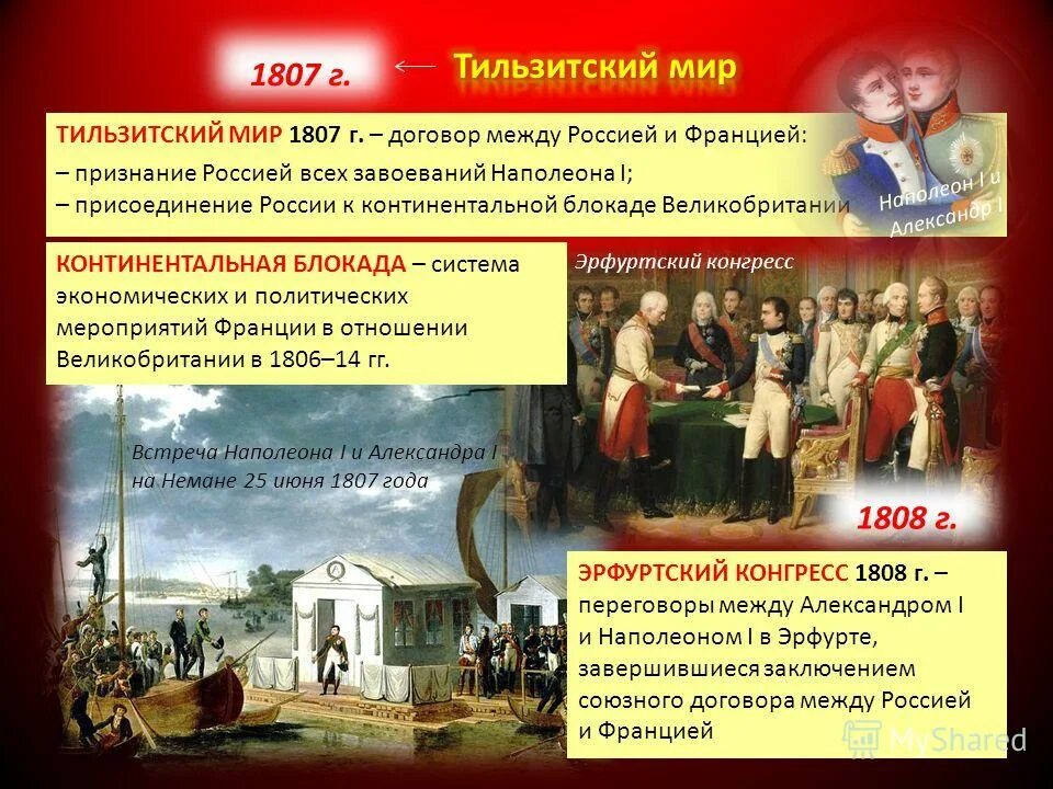 Мирный договор между наполеоном и александром 1. Тильзитский мир 1807 присоединение России. 25 Июня 1807 г. - Тильзитский мир.