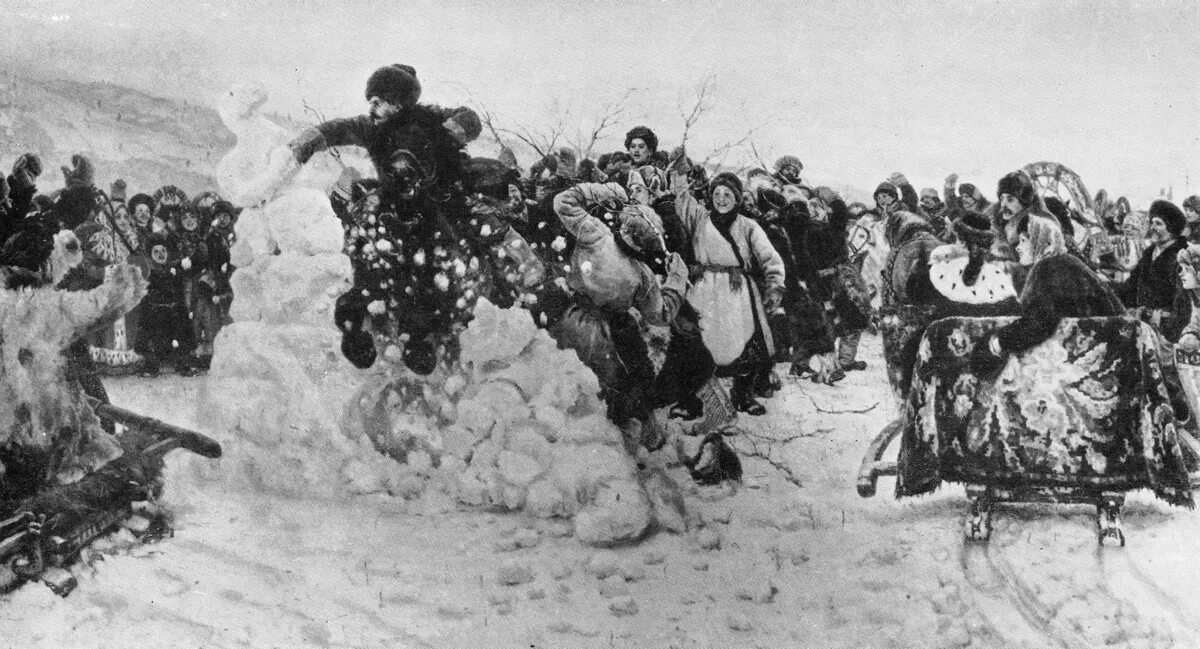 Взятия городка. Суриков взятие снежного городка. взятие снежного городка в русском музее. картина штурм снежного городка.